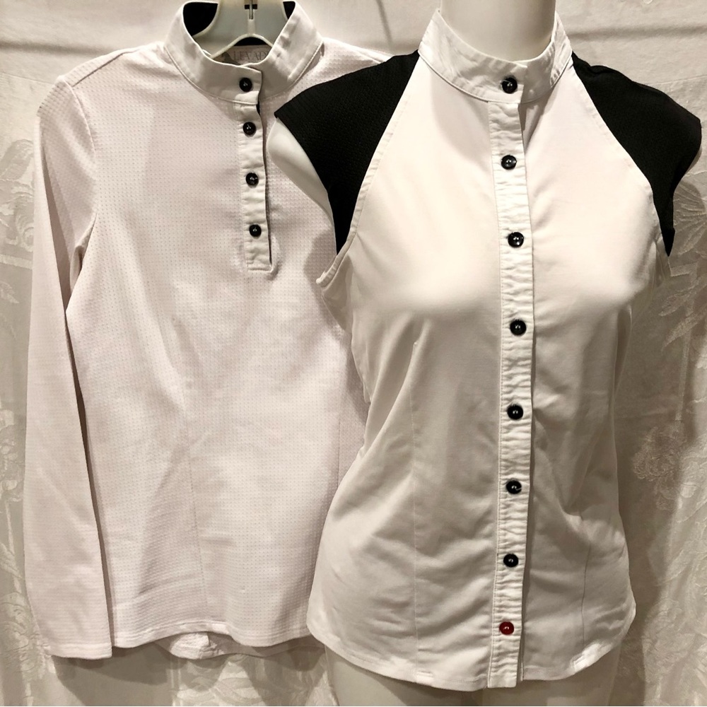 2 LEVADE CLOTHIERS Stretchy White Equestrian Shirts S